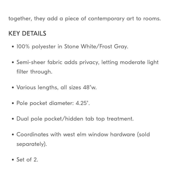 West Elm Contrast Circle Curtains (Set of 6 panels) as is  48 x96 - Picture 3 of 11